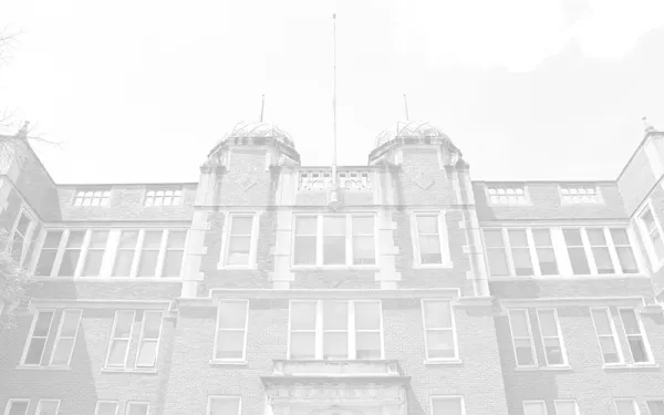 Front facade of Jennings Hall in spring
